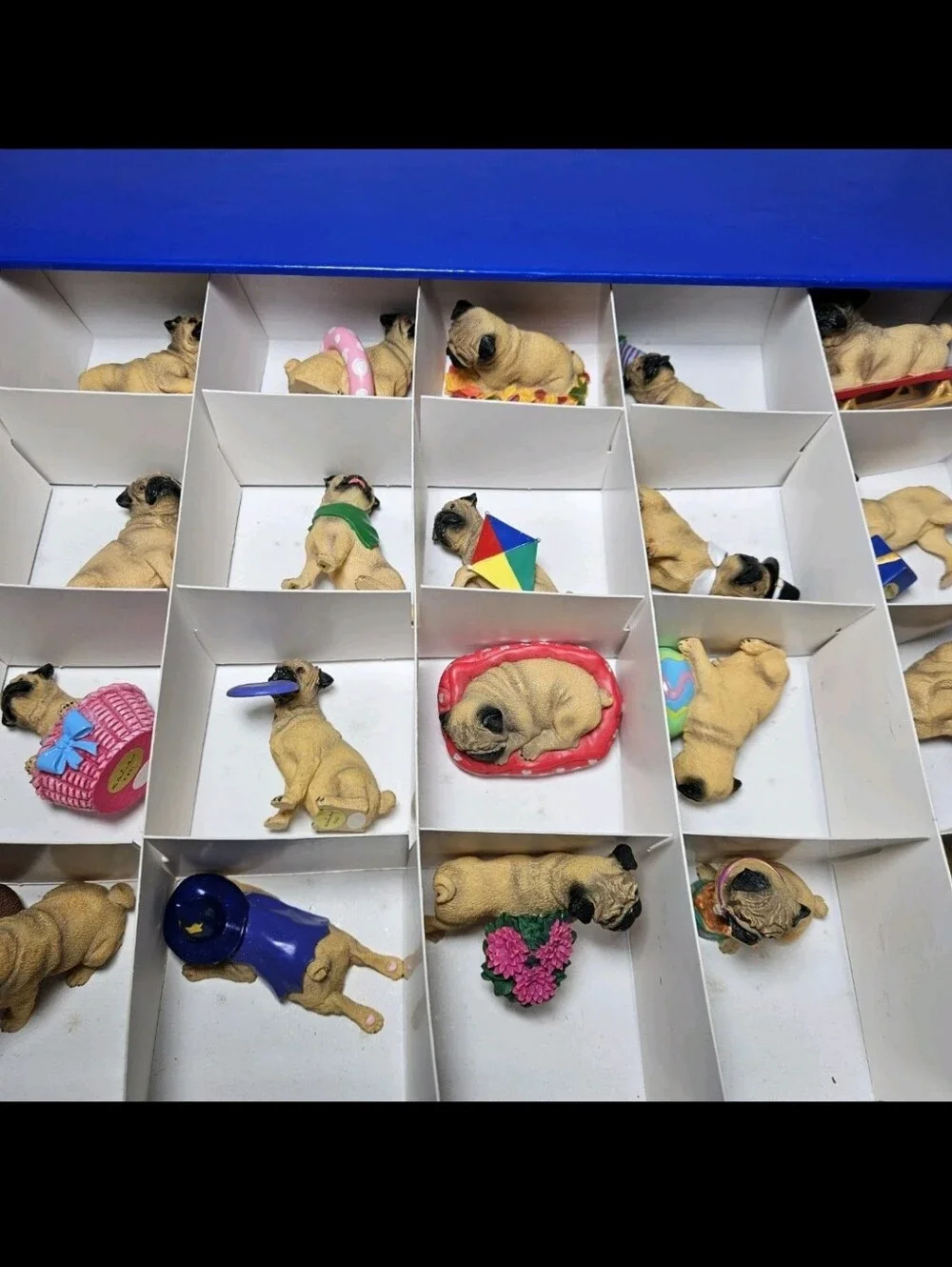 Danbury Mint Miniature Holiday PUGS Figurine Set *44 Figures* w/ Box - READ